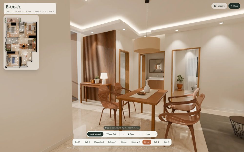 Inside flat B-06-A: the dining room